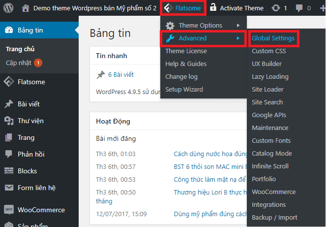 Hướng dẫn sử dụng theme Flatsome từ căn bản đến nâng cao